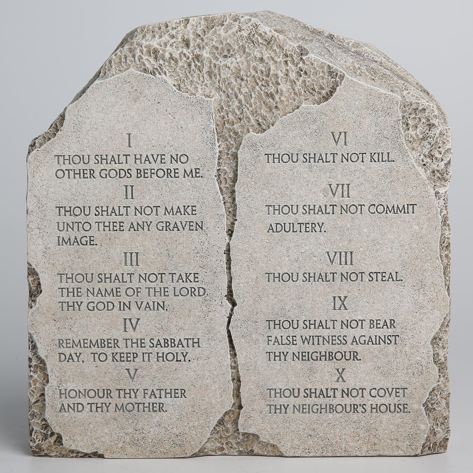 ShineOnAngel Ten Commandments Tabletop Decor - 6.8-Inch Stone Effect Religious Statue Plaque for Home, Office, or Church Inspritional Table Decor Los 10 mandamientos