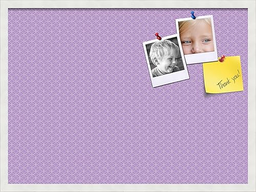 Miniatura 144 de PinPix Tablero de anuncios de corcho de 12 x 12 pulgadas. Este tablero decorativo enmarcado viene con diseño de círculos B W y un marco blanco