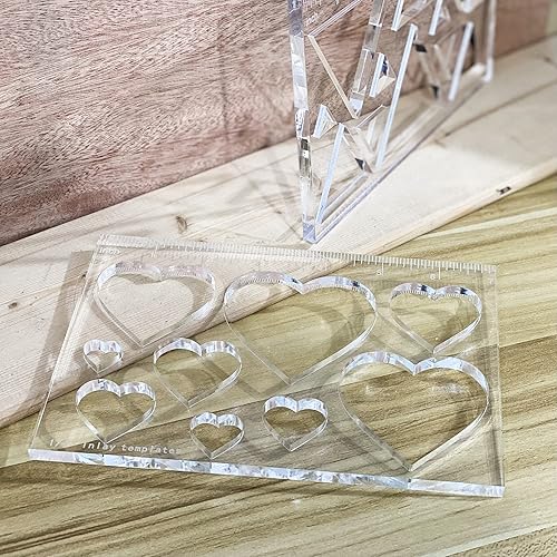 Miniatura 4 de 21 en 2 plantillas de corazón y triángulo, plantillas decorativas y enrutadoras para carpintería (2 piezas)