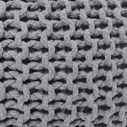 Miniatura 5 de REDEARTH Puf otomano redondo bohemio, puf bohemio de cordón de punto trenzado, reposapiés de relleno para sala de estar, guardería, dormitorio,