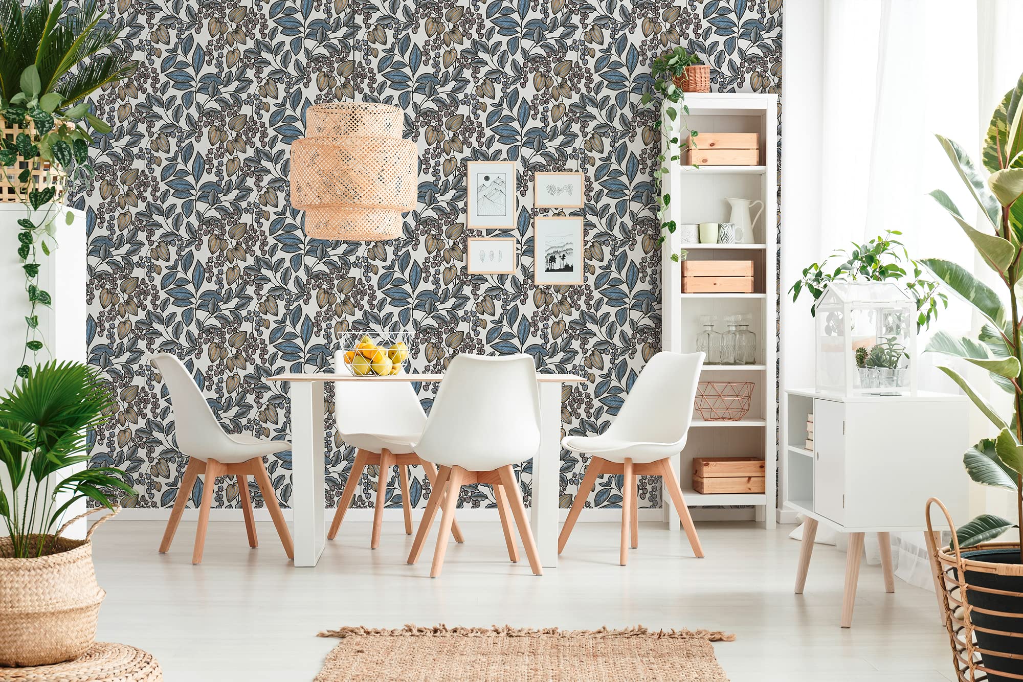 A.S. Création Papier Peints Fleuris Floral Impression intissé 10.05 m x 0.53 m Multicolore Vert Blanc Fabriqué en Allemagne 377545 37754-5