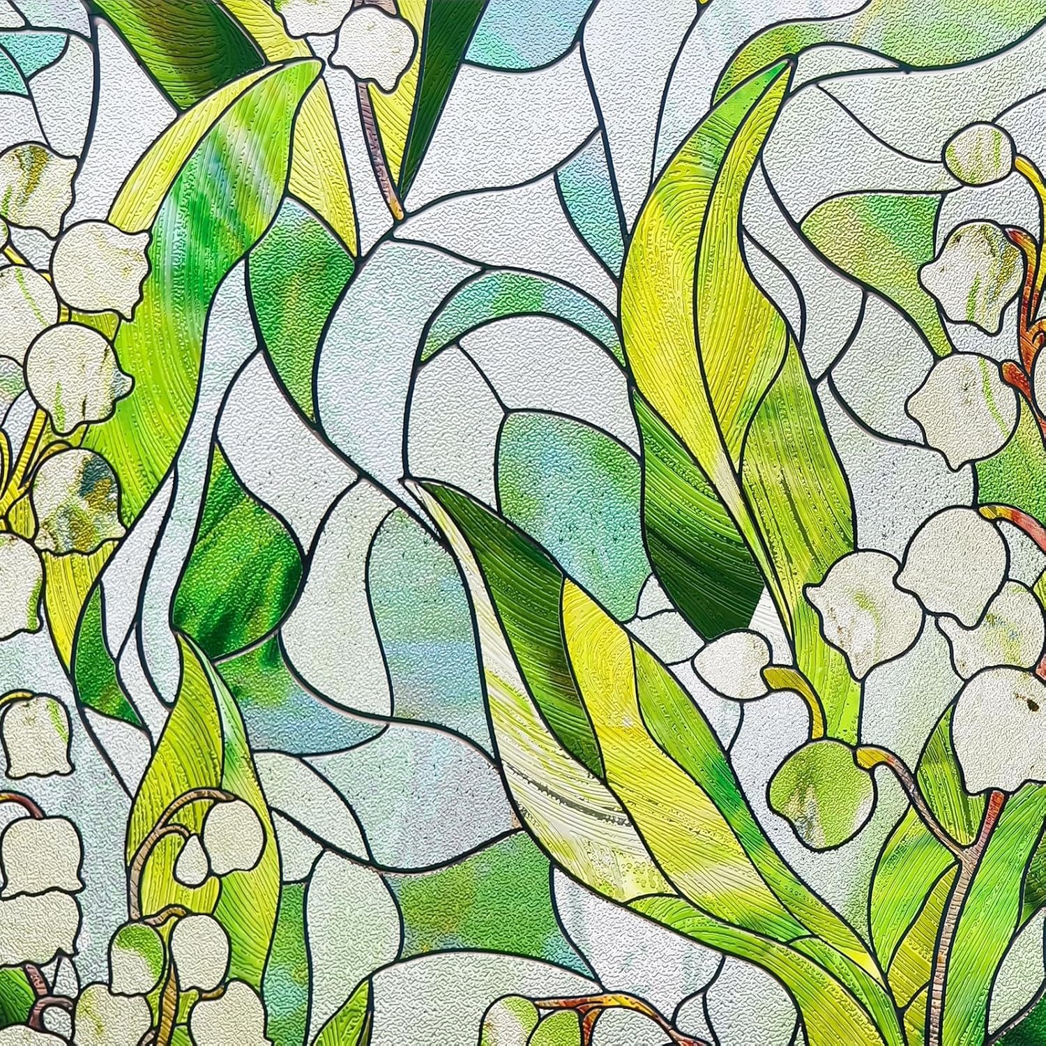3D Stained Glass Window Film, Decorative Window Privacy Film for Bathroom,Front Door,Home, Sun Blocking Heat Control,Static Cling,Linglan 23.6inch x 35.4inch