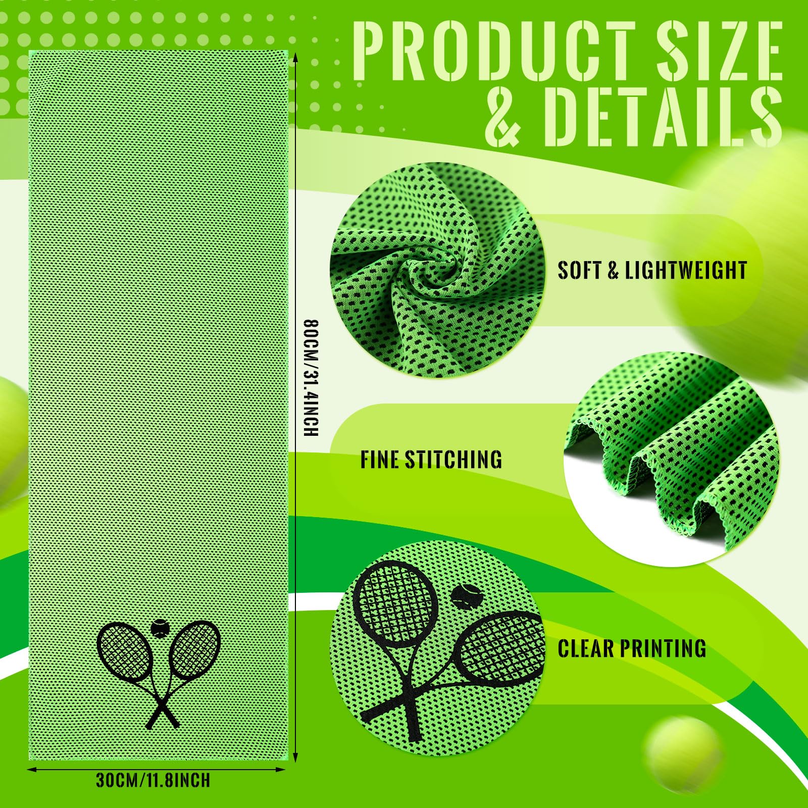 HunnmingRe 12 Count Cooling Towel Tennis Breathable Chilly Towel 32'' x 12'' Soft Tennis Ice Neck Wrap Workout Sweat Washcloths for Sports Gym Microfiber Dishcloths for Coach Gifts