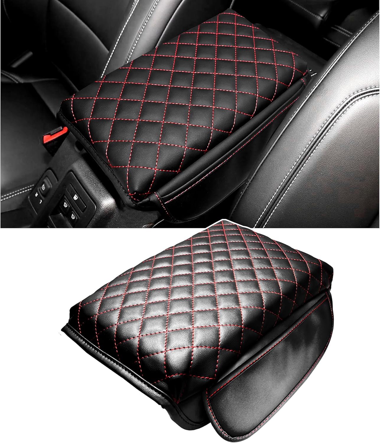 SENSHINE 1.2in Thickness Center Console Cover for Ford Bronco Accessories 2021-2023 2024 2025 2/4 Door Armrest Seat Stroage Box Protector Console Pad with Side Pockets Leather Prevent Scratch (Red) SENSHINE 1.2in Thickness Center Console Cover for Ford Bronco Accessories 2021-2023 2024 2025 2/4 Door Armrest Seat Stroage Box Protector Console Pad with Side Pockets Leather Prevent Scratch (Red)