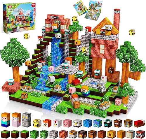 200 bloques magnéticos  Bloques de construcción magnéticos de bosque, imanes apilables para niños, imanes fuertes, juguete sensorial para juguetes
