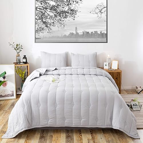 Juego de edredón y bordado de Anna Z Home Ethan de microfibra lavada a la piedra, 3 piezas, para todas las estaciones, juego de cama King y Queen en