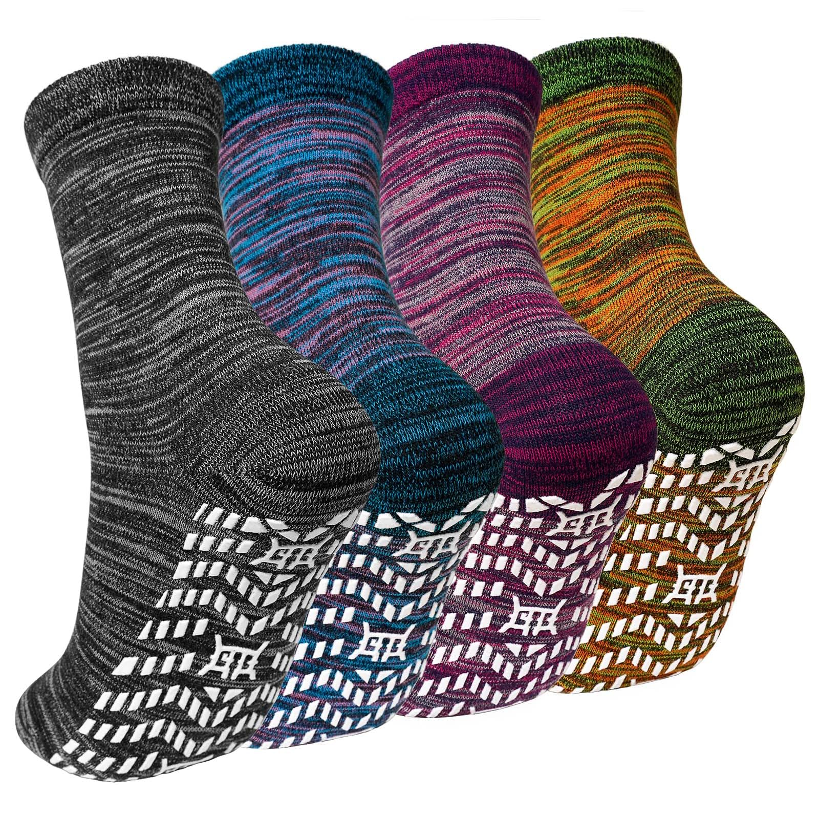 PUTUO ABS Rutschfeste Socken für Herren: Stoppersocken Männer Antirutsch Socken mit Noppen Herren Baumwolle Sport Noppensocken 4 Paar XL