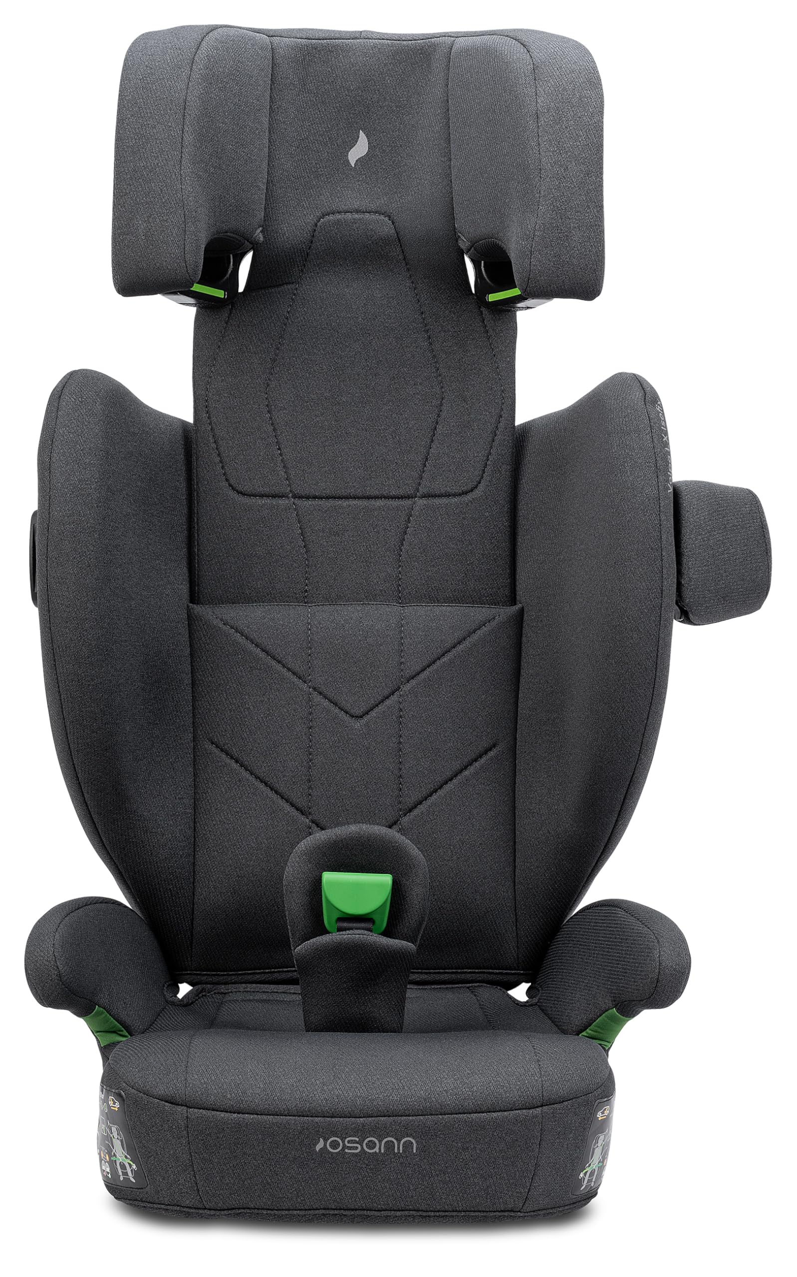 Osann Volpo LX Isofix Kindersitz, 100-150 cm - Dark Grey Melange | Sitzerhöhung mit Rückenlehne ab 3 Jahre, zusätzliches Erhöhungskissen, Kindersitz 15-36 kg, mitwachsender Kinderautositz
