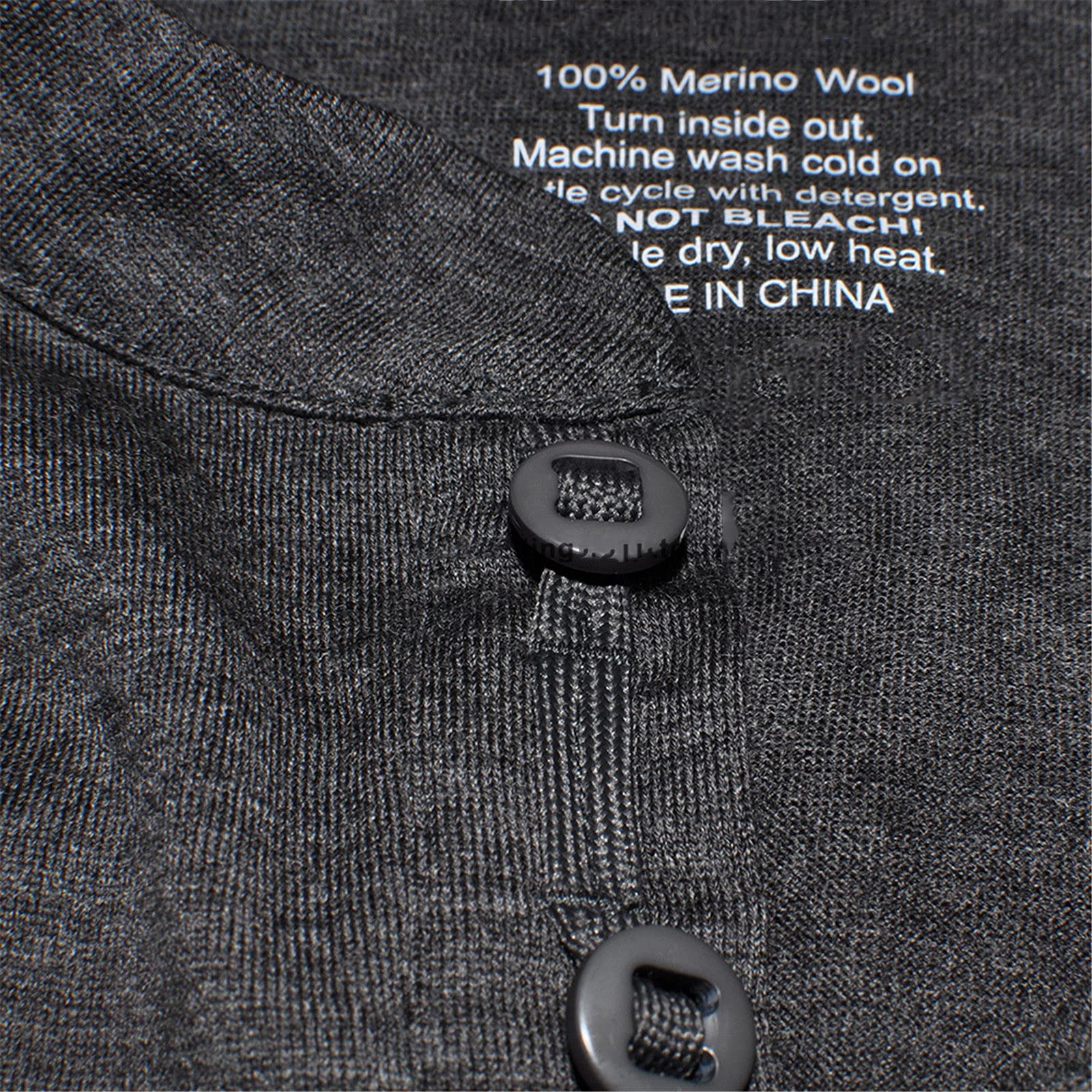 Henley Herren Wolljersey Basic Layer Langarm Top Out Door Warm Kleidung Hemd, marineblau, XL