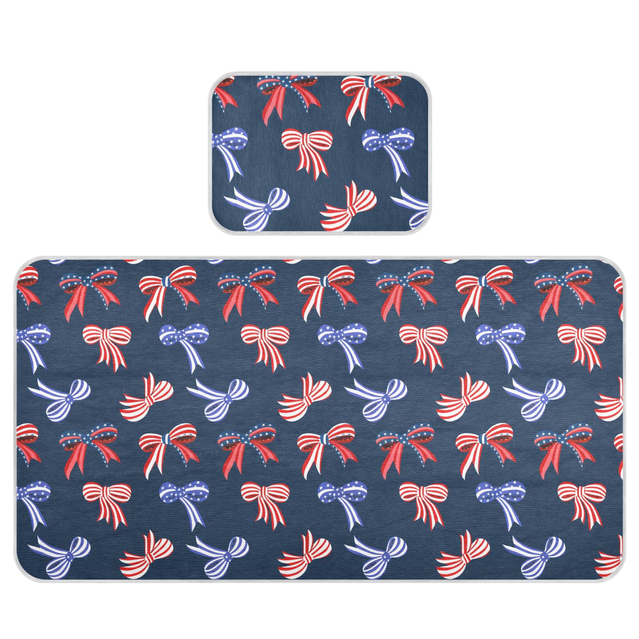 Takiito Independence Day Bows Baby Cooling Mattress Pad, Soft & Breathable Cooling Mat Keep Baby Cool in Summer 28x52 in, Nursery Essential