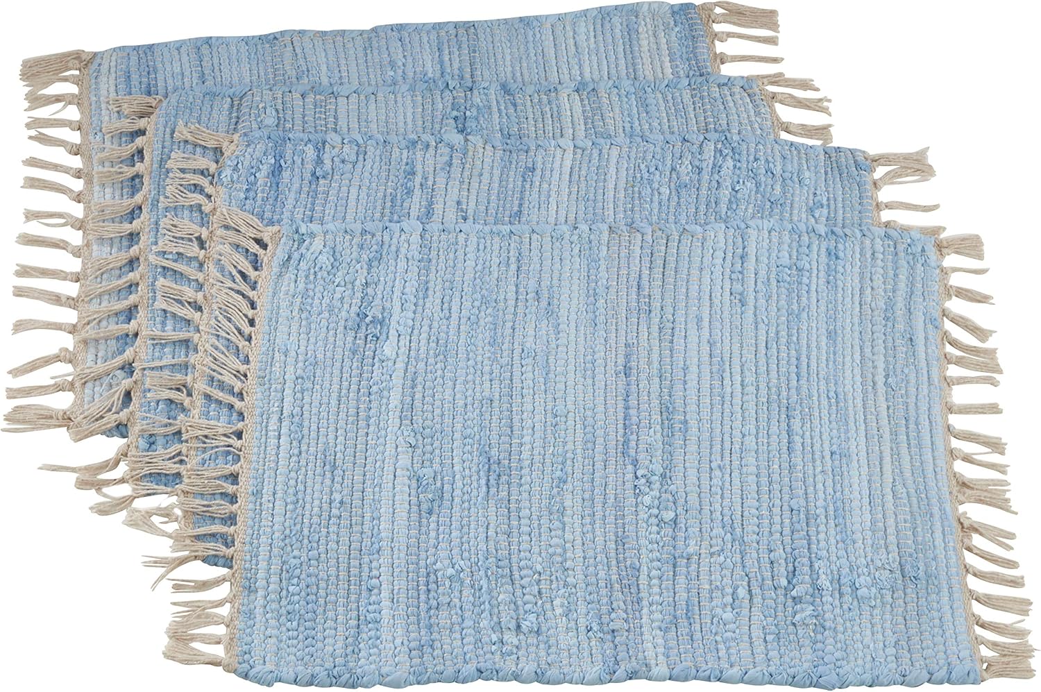 SARO LIFESTYLE 4867.M1420B Amalfi Collection Striped Chindi Placemats (Set of 4) 14" x 20" Multi