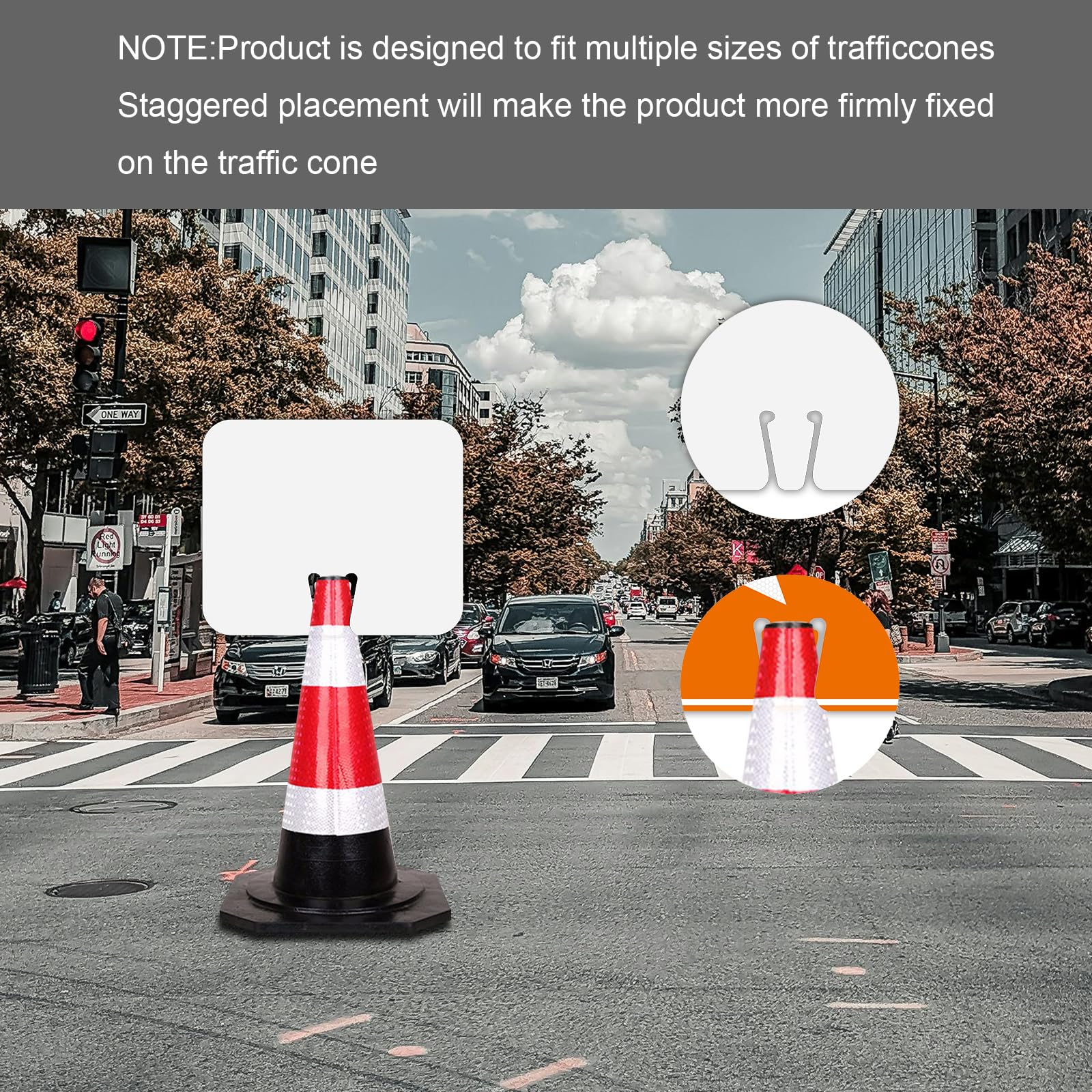 5 Pack Blank Traffic Cone Signs, 12.6"x10.4" Write-On Traffic Sign, PVC Traffic Cone Top DIY White Sign for Road Barricade Outdoor Construction Waterproof — Amazon image 4