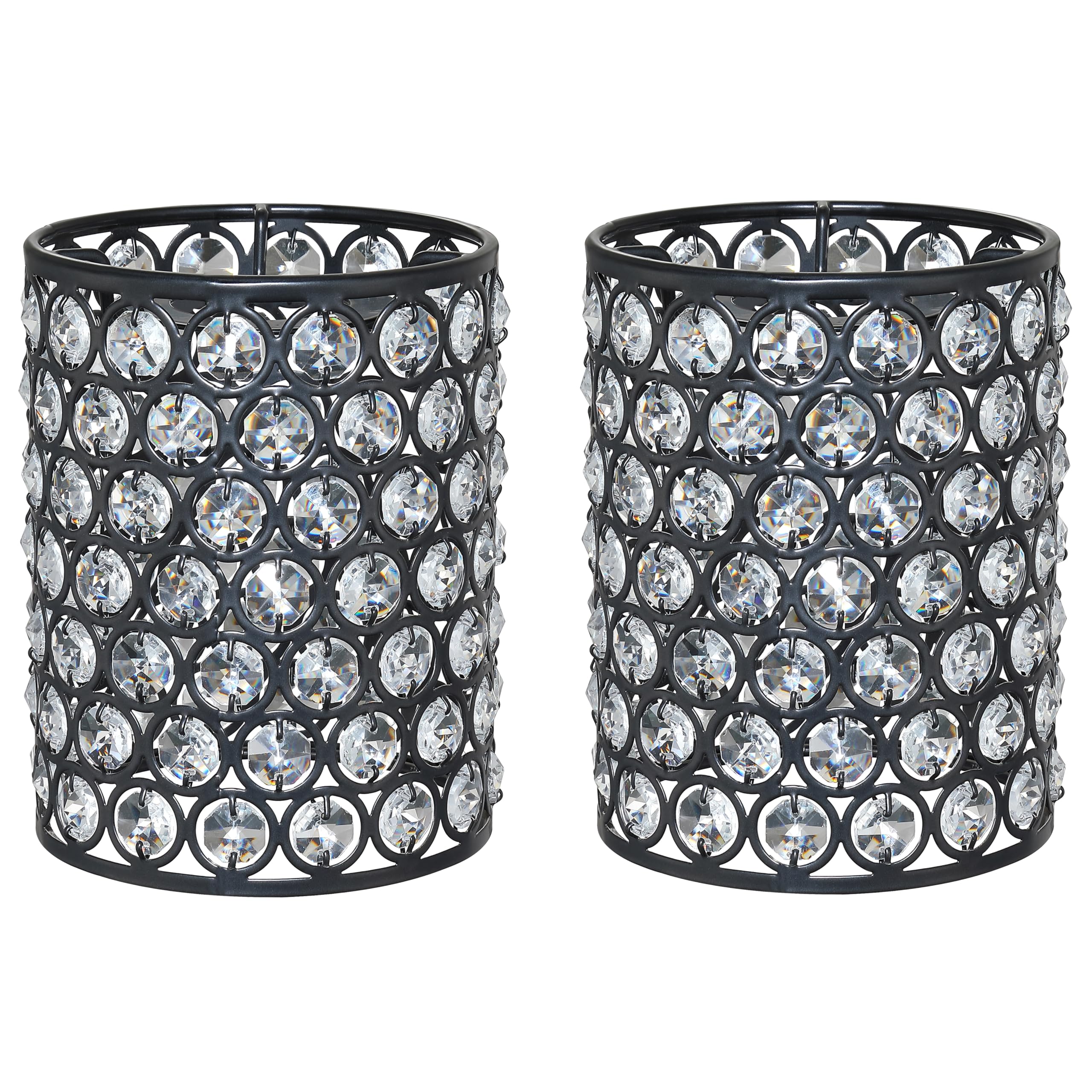2 Pack Crystal Replacement Covers Metal Shade Pendant Ceiling Chandelier Wall Sconce Lamp Black Fixture