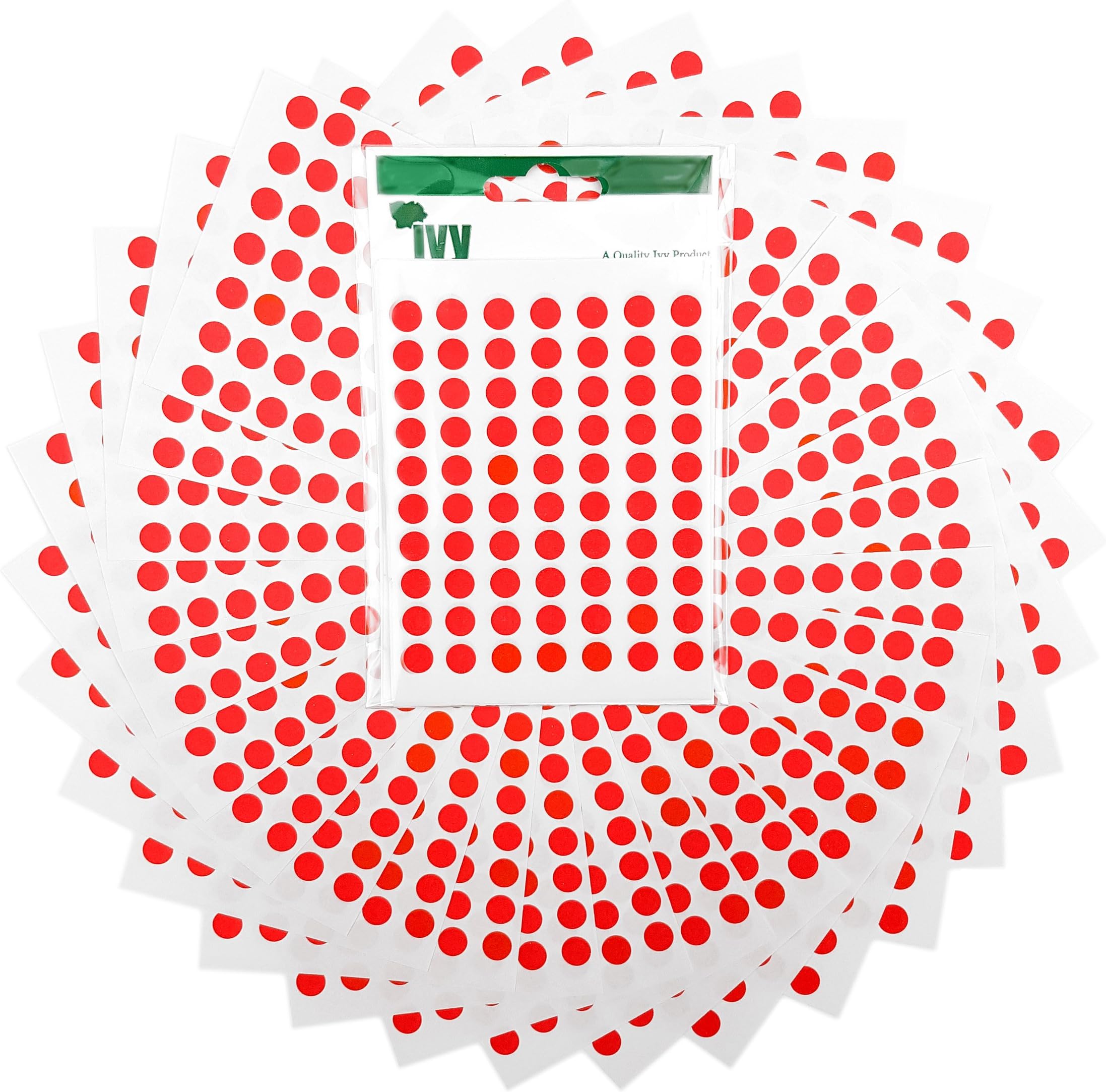2,100 Easy Peel Self Adhesive Sticky Dots from Ivy - 8mm - Matt Red [232731]