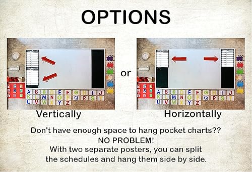 Miniatura 7 de Cuadros de horarios diarios espaciales, laminados de 14 x 19.5 pulgadas, carteles y decoraciones de aula de borrado en seco, suministros de regreso