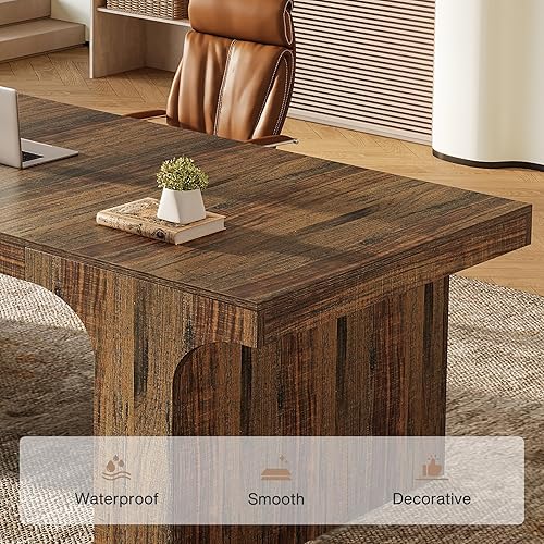 Miniatura 8 de Tribesigns Escritorio de oficina ejecutivo de 70.87 pulgadas, escritorio grande para computadora de espacio de trabajo, mesa de escritura de madera