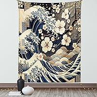 Vista 121 de Ambesonne Tapiz de isla tropical, olas del océano en la playa de Seychelles al atardecer horizonte, decoración de tela para colgar en la pared