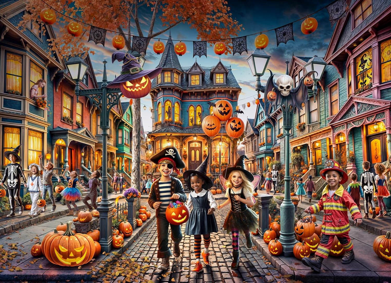 Halloween Fun Jigsaw Puzzle 1000 Piece by Vermont Christmas Company - Halloween Puzzles with Randomly Shaped Pieces - 26 5/8" x 19 1/4"