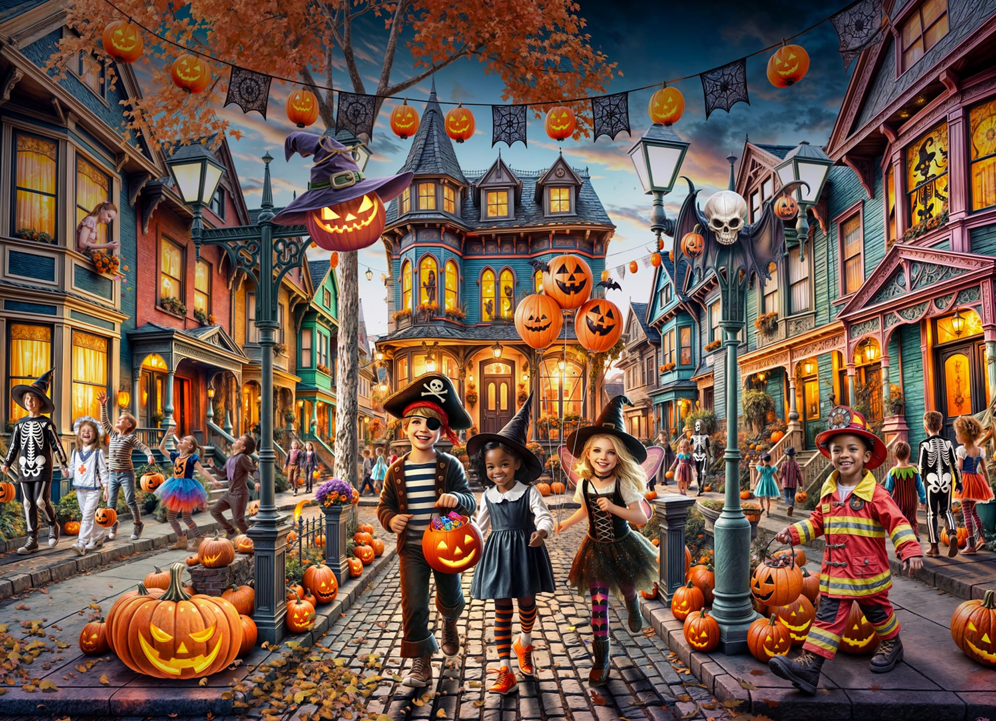 Halloween Fun Jigsaw Puzzle 1000 Piece by Vermont Christmas Company - Halloween Puzzles with Randomly Shaped Pieces - 26 5/8" x 19 1/4"