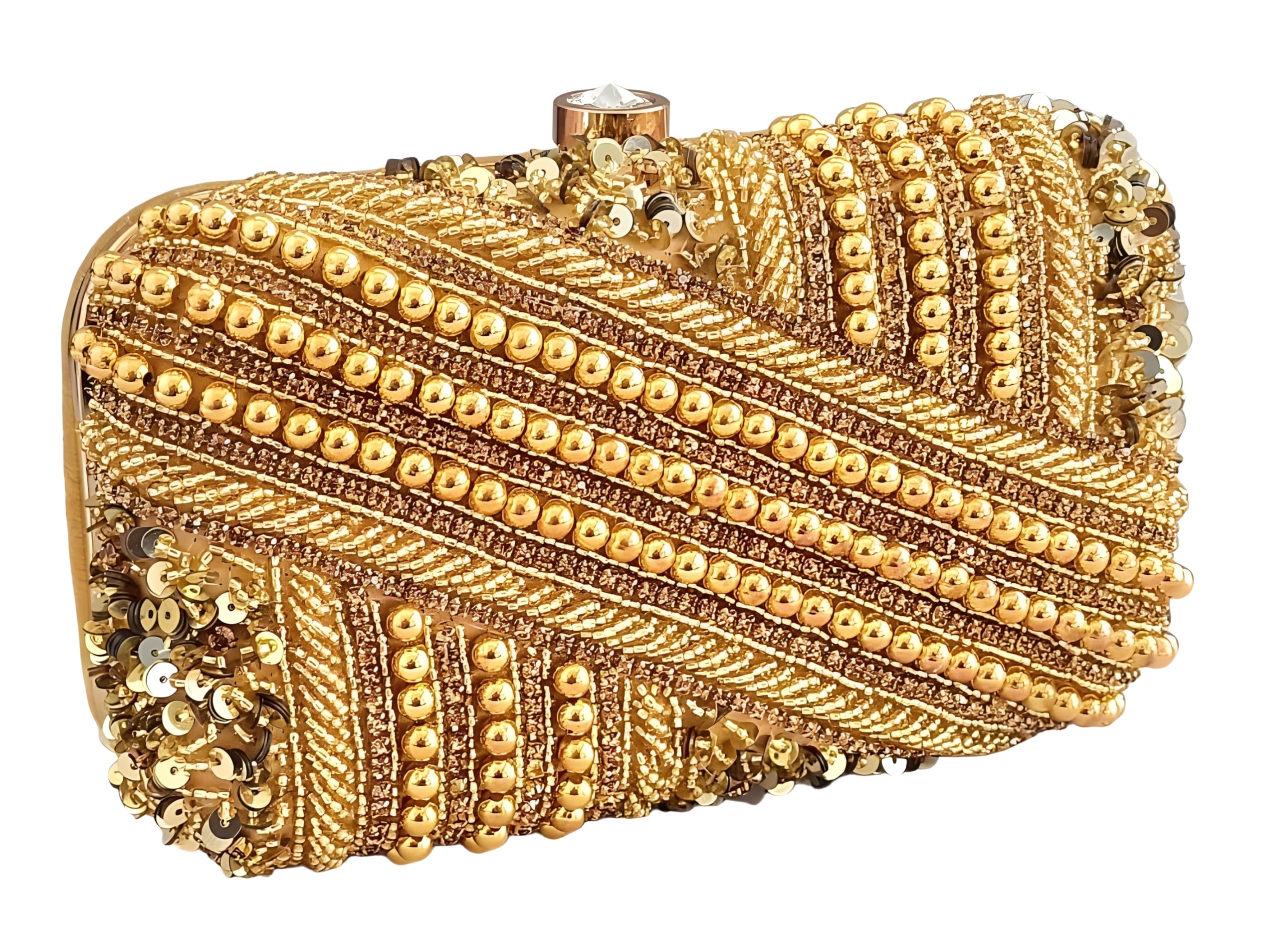 DUCHESS Womens Girls Pearl Beaded Box Clutch for Wedding (Golden) (B0D5DDJS38) Amazon Price History, Amazon Price Tracker