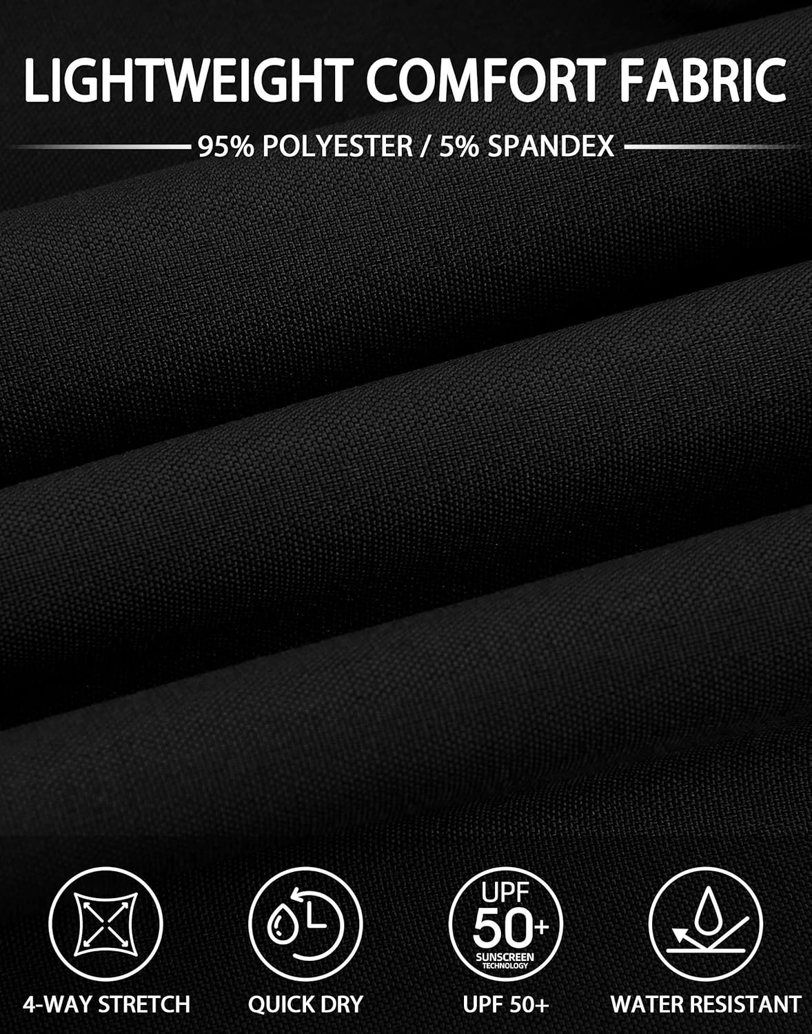 Mens Casual Dress Shorts 9 Inch Elastic Waist Quick Dry Lightweight Khaki for Travel Golf Work with 3 Pockets - Image 3