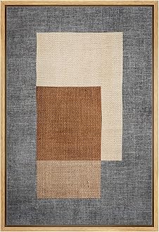 IDEA4WALL Framed Canvas Print Wall Art Mid-Century Brown & Blue Blocks Abstract Geometric Illustrations Modern Art Minimalism Shapes Multicolor Boho for Living Room, Bedroom, Office - 16"x24" Natural