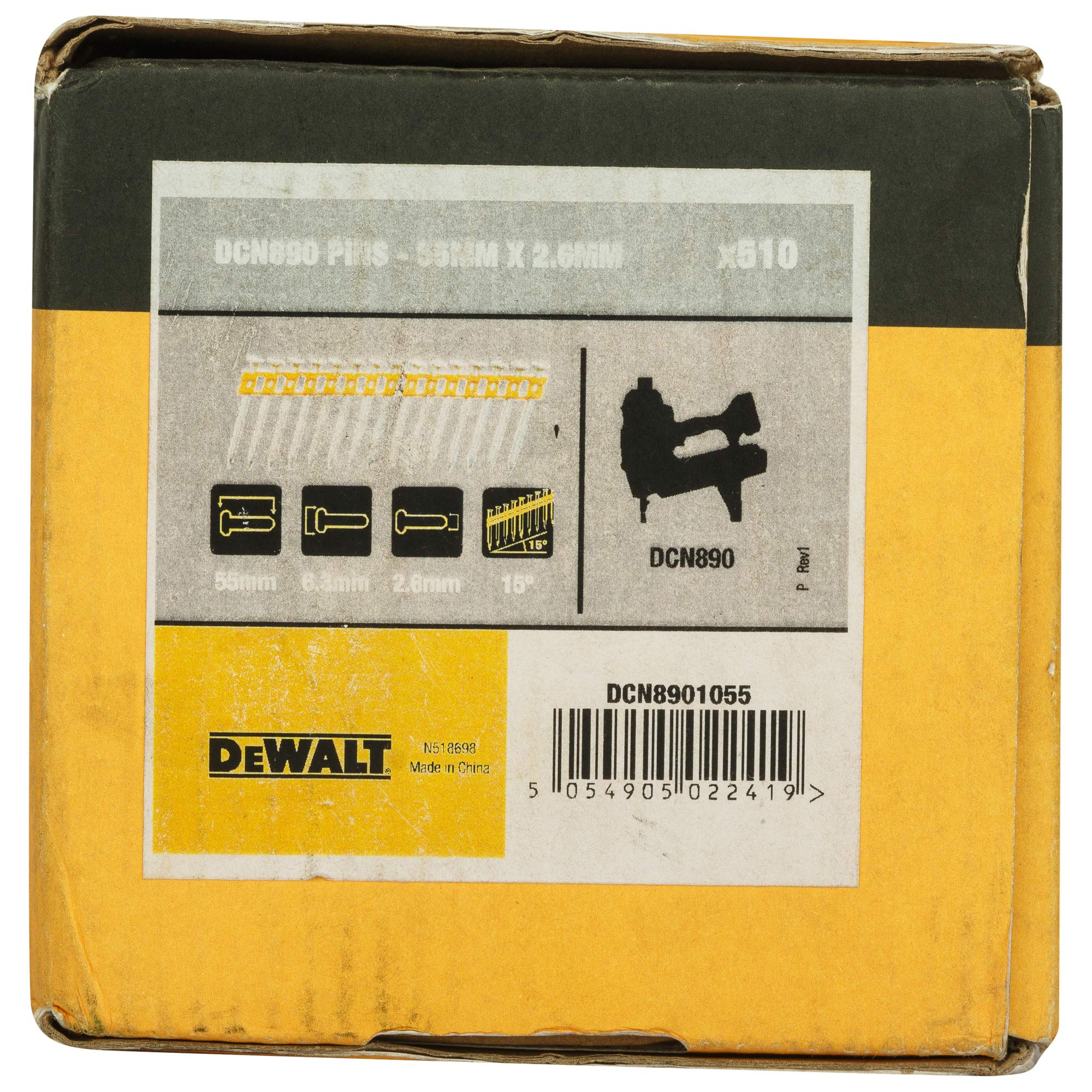 DEWALT Pointes Béton Standard pour Cloueur DCN890, 2.6x55mm Argent, DCN8901055