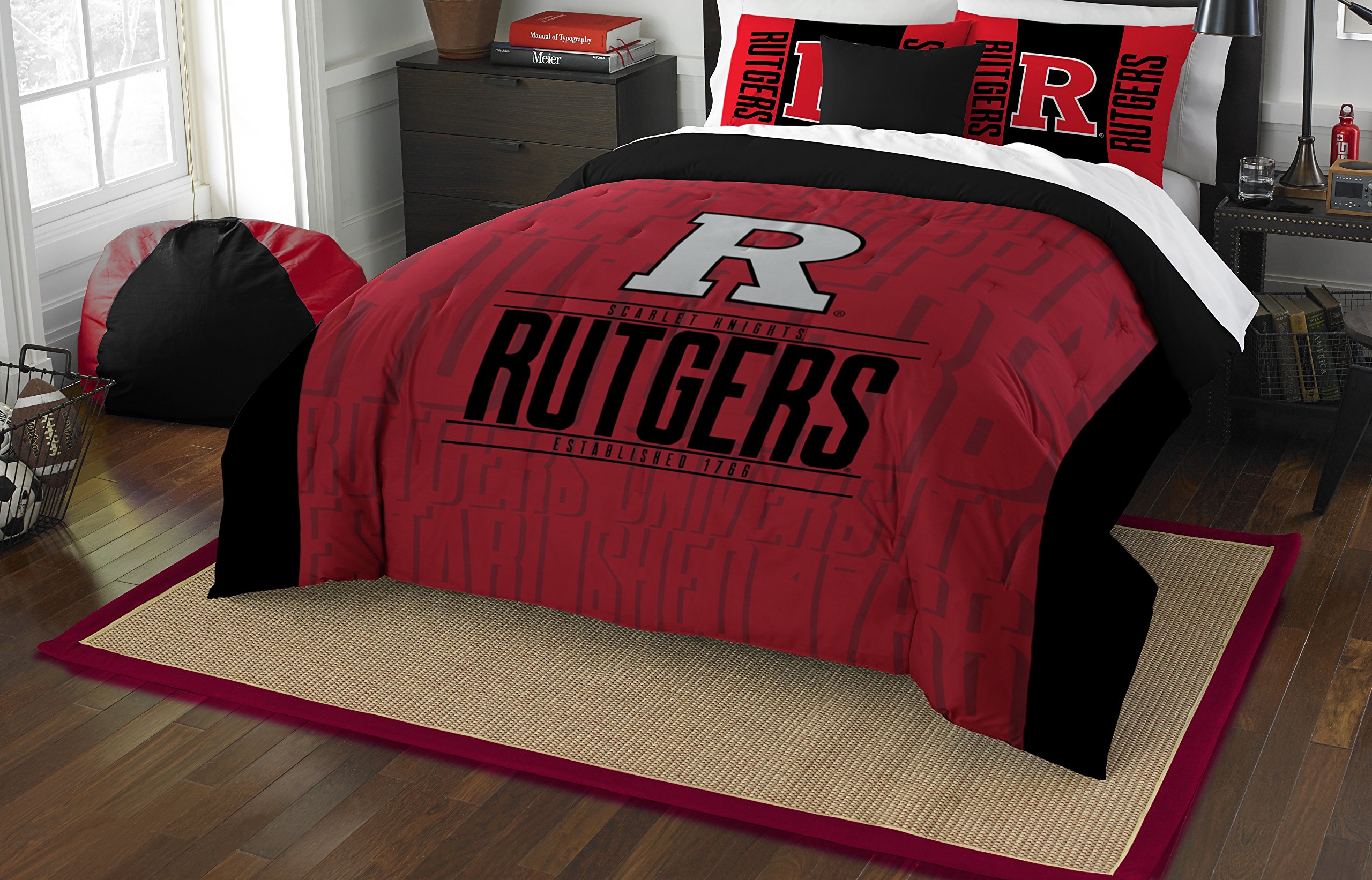 Northwest NCAA Rutgers Scarlet Knights Unisex-Adult Comforter and Sham Set, Full/Queen, Modern Take