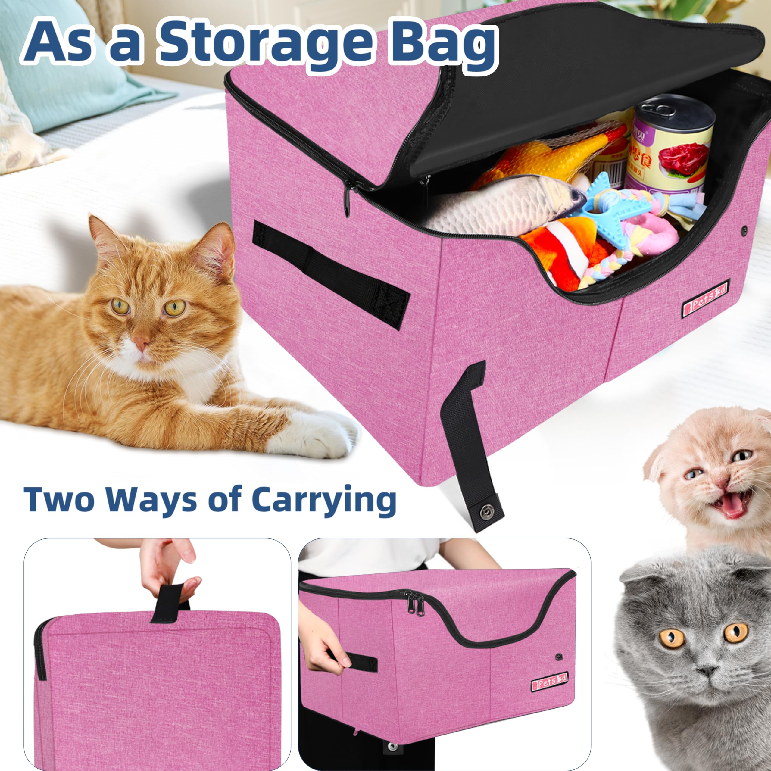 Petskd Portable Travel Litter Box for Cats with Lid and 10 pcs Liner Bags, Light Weight, Leak-Proof and Higher Sides for Road Trips, Hotel Stays, Car Travel(Pink) - image 6