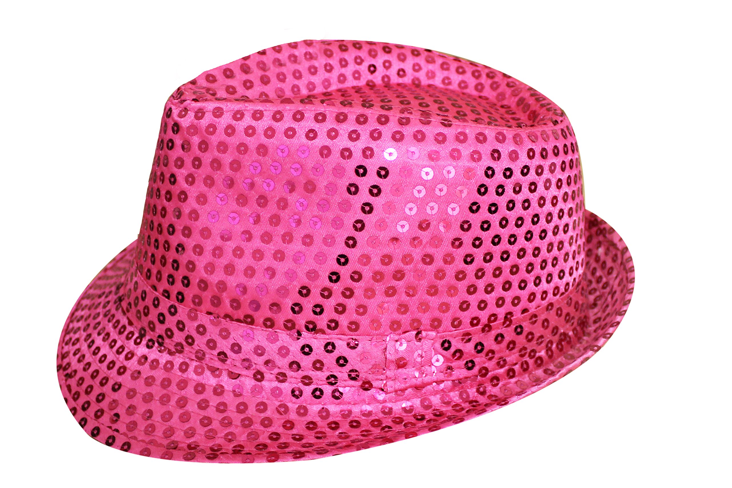HOT PINK SEQUIN TRILBY HAT 1920'S GANGSTER FANCY DRESS LADIES COSTUME ACCESSORY