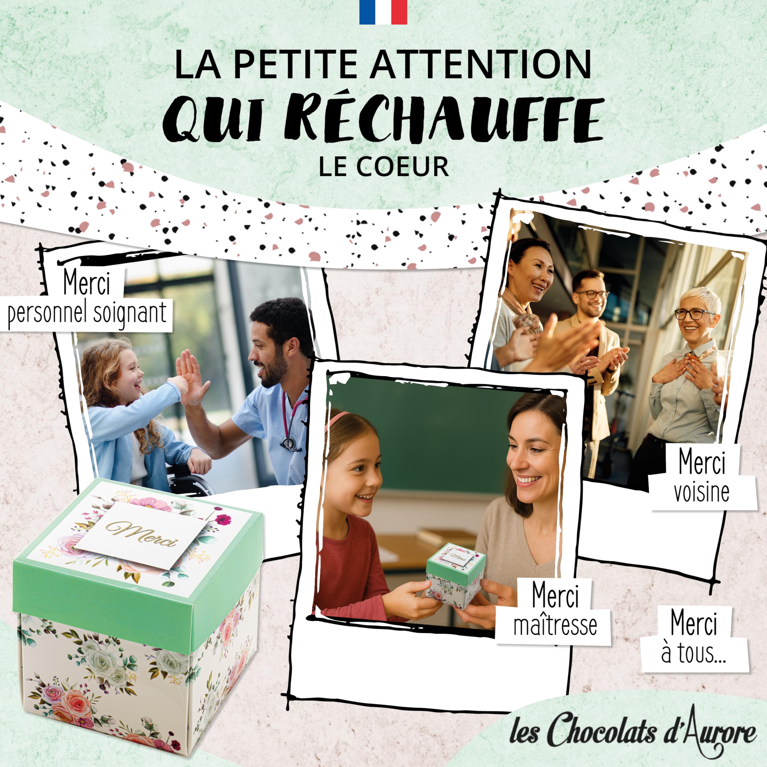 Coffret de Chocolats - Boîte de 40 Carrés de Chocolat Individuels à Offrir Pour Dire Merci - Chocolats au Lait et Noir - 100% Pur Beurre de Cacao - Fabriqué en France - 200 Gr