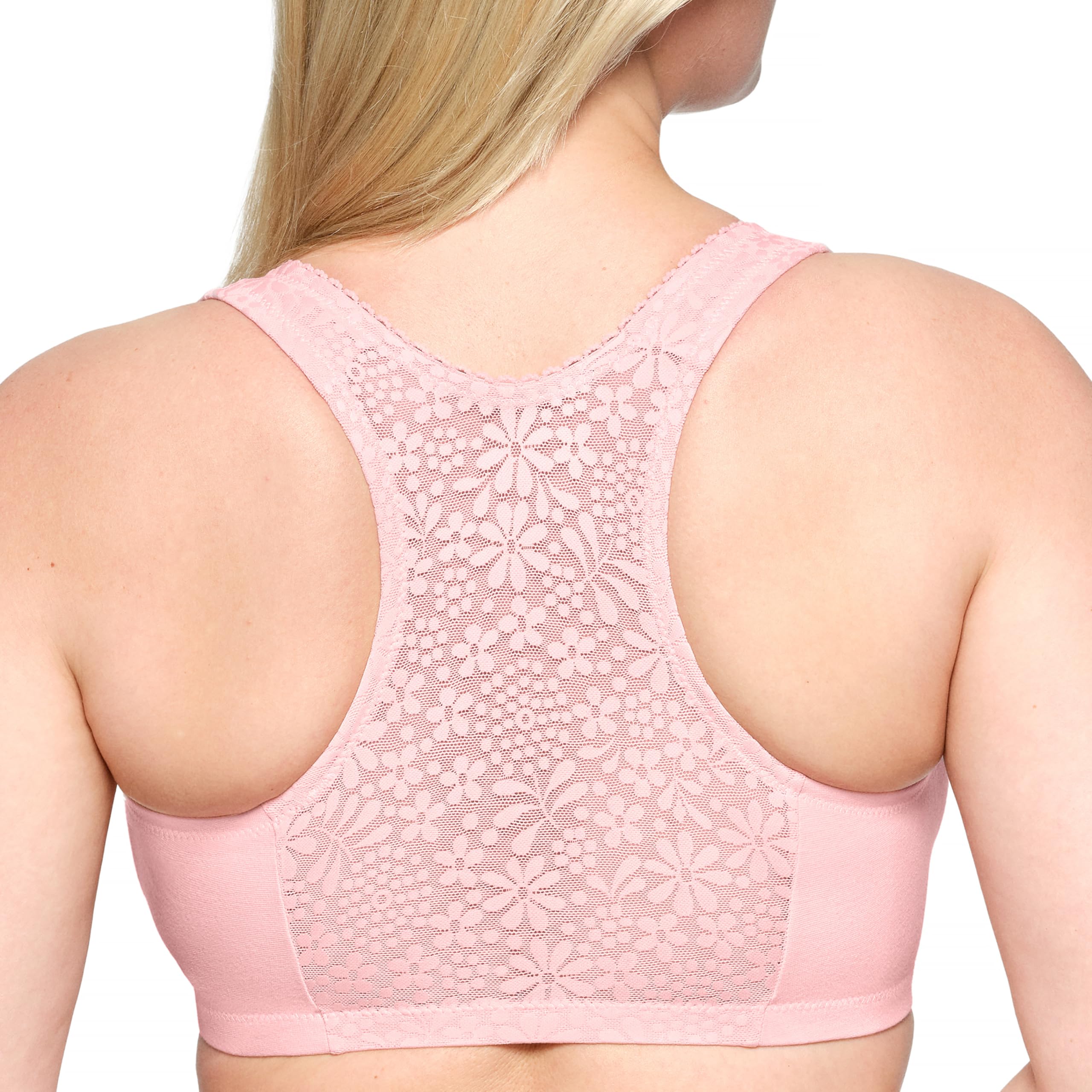 Glamorise Pełna figura Plus Size Bawełniany T-Back Komfortowy Biustonosz Bez fiszbin #1908 Różowy Blush, Róż (Pink Blush)