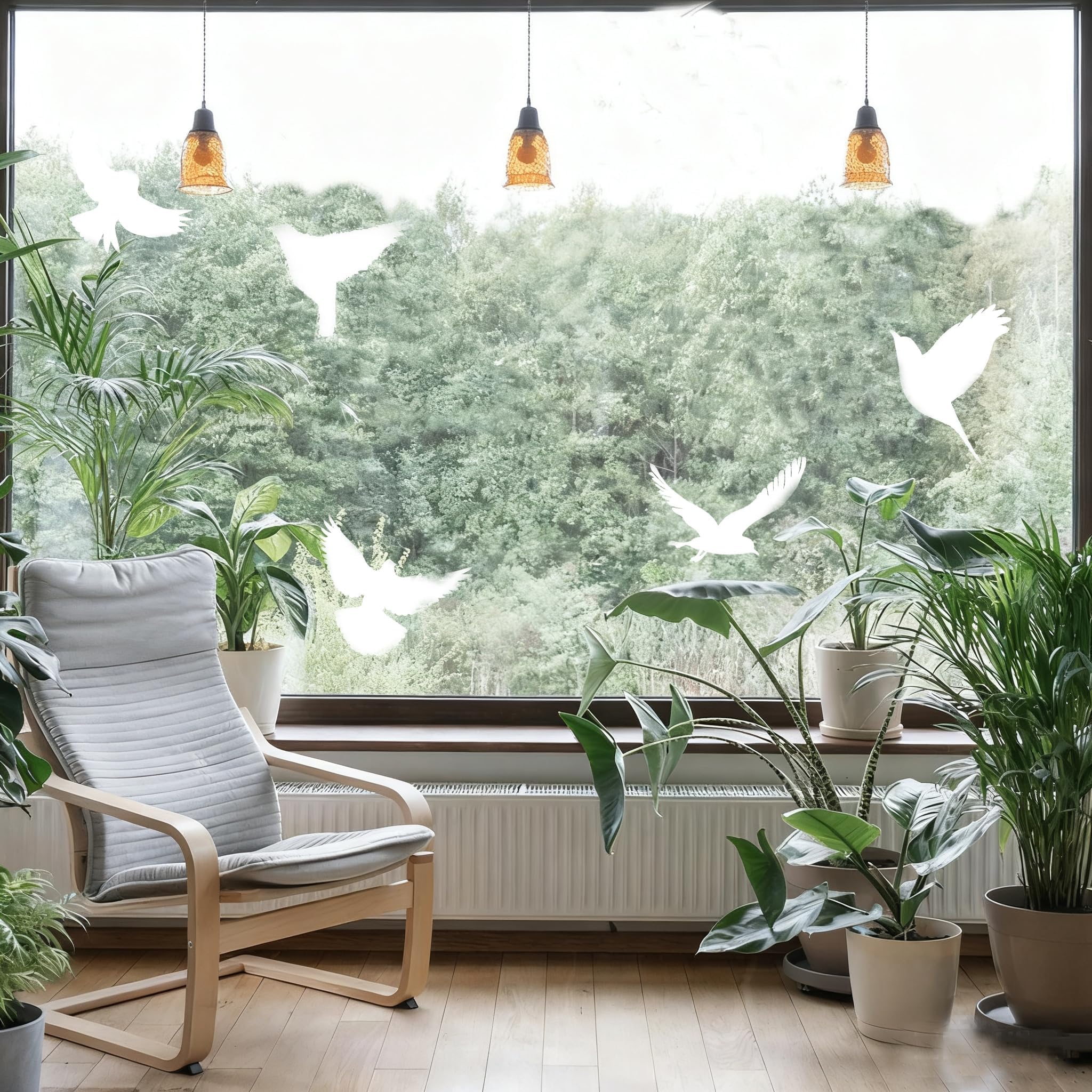 Anti-Collision Window Bird Stickers Decals Glass Door Protect and Save Bird Strikes, Birds Window Clings Film for Glass Doors and Windows to Protect Birds from Hitting(White)