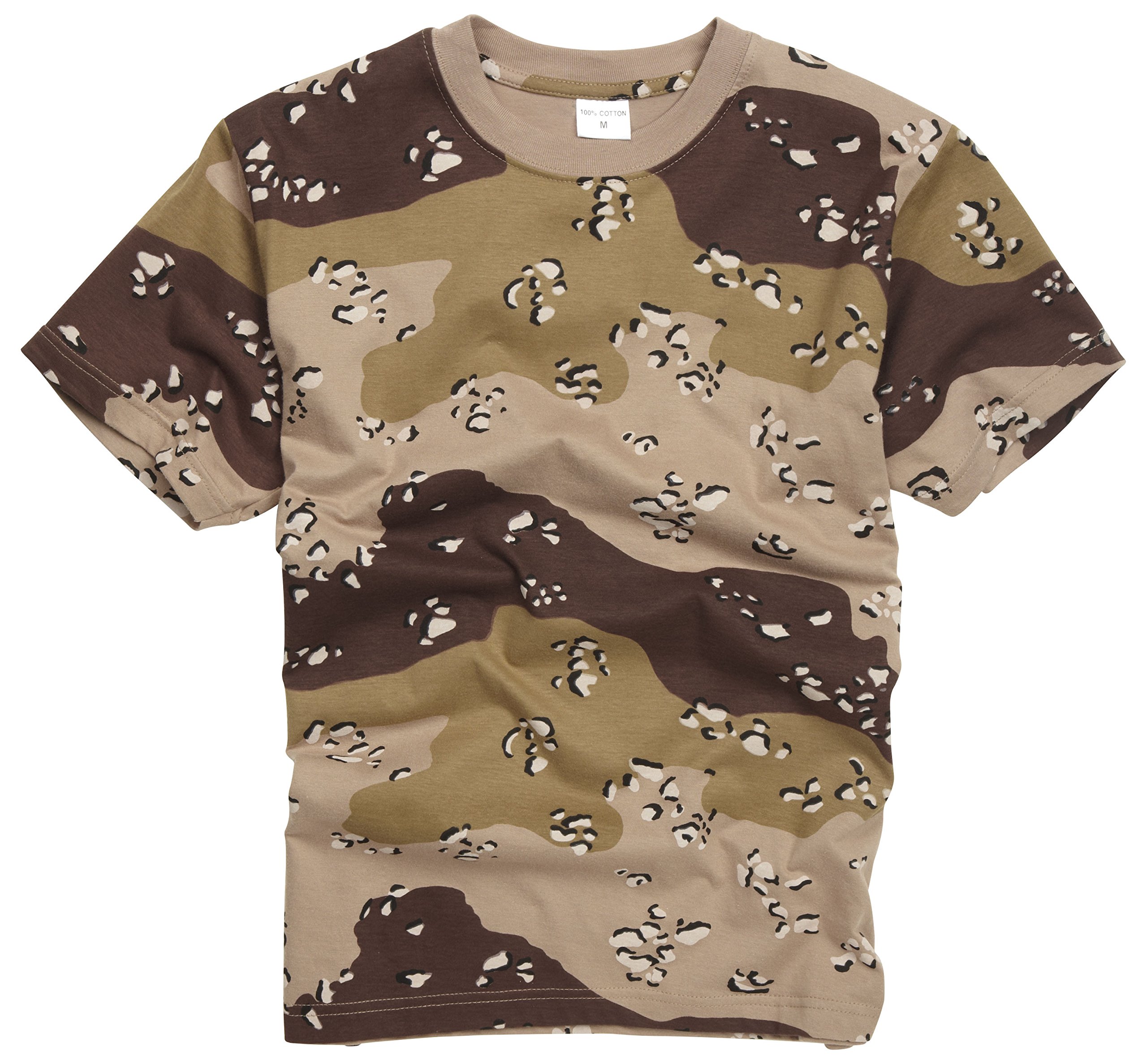 100% Cotton Military Style T-shirt - U.S Desert/Chocolate Chip Camouflage (M)