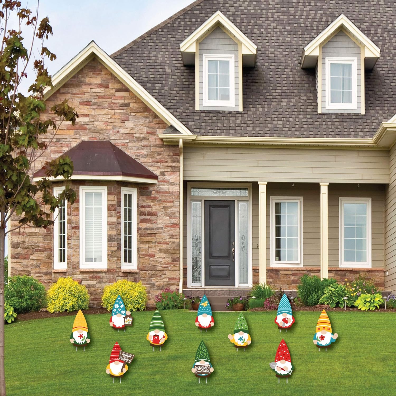 Big Dot of Happiness Garden Gnomes - Lawn Decorations - Outdoor Forest Gnome Party Yard Decorations - 10 Piece