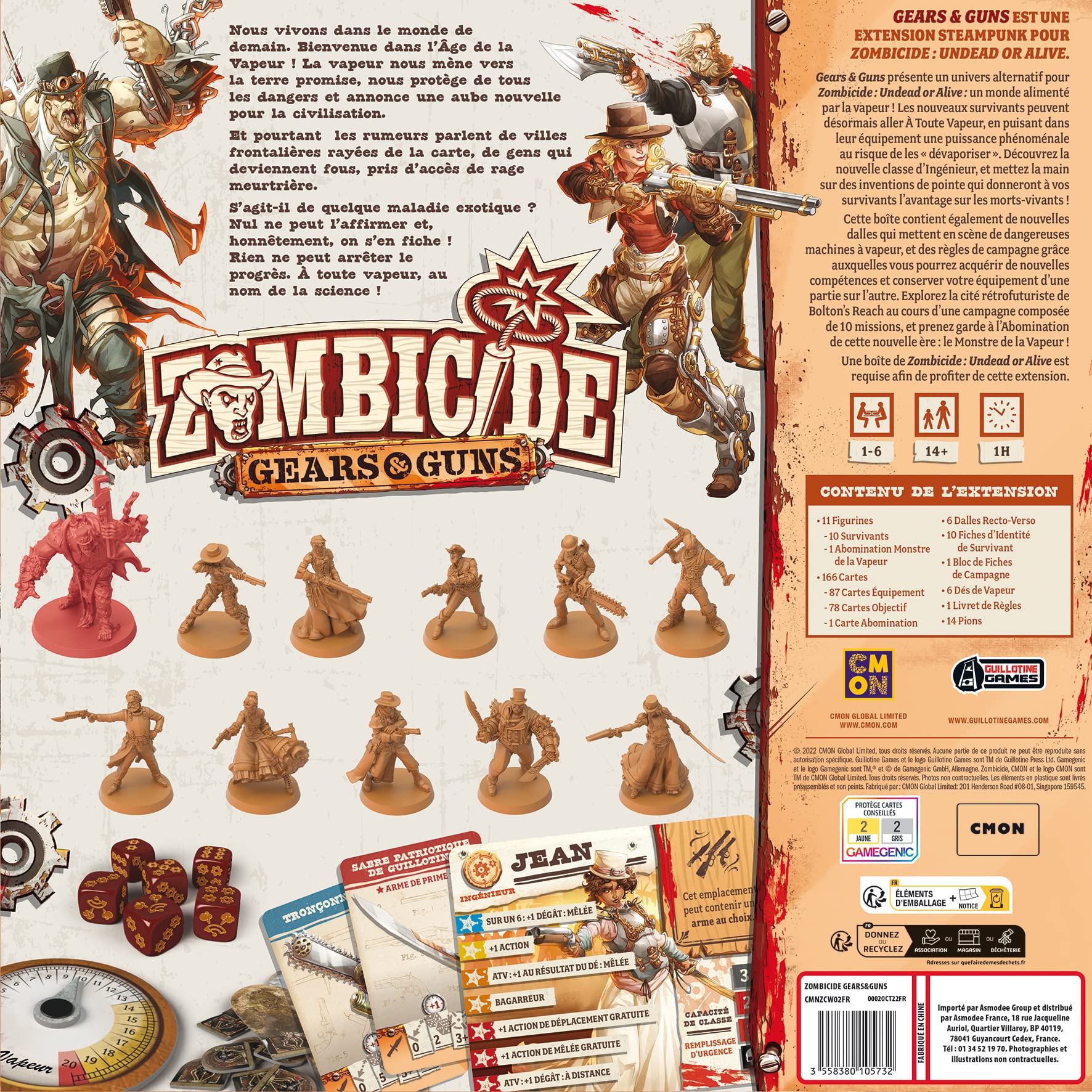 Asmodee Cmon Zombicide Undead Or Alive – Erweiterung: Gear and Guns – Gesellschaftsspiele – Brettspiele – Spielfiguren – Spiel ab 14 Jahren – 1 bis 6 Spieler – französische Version