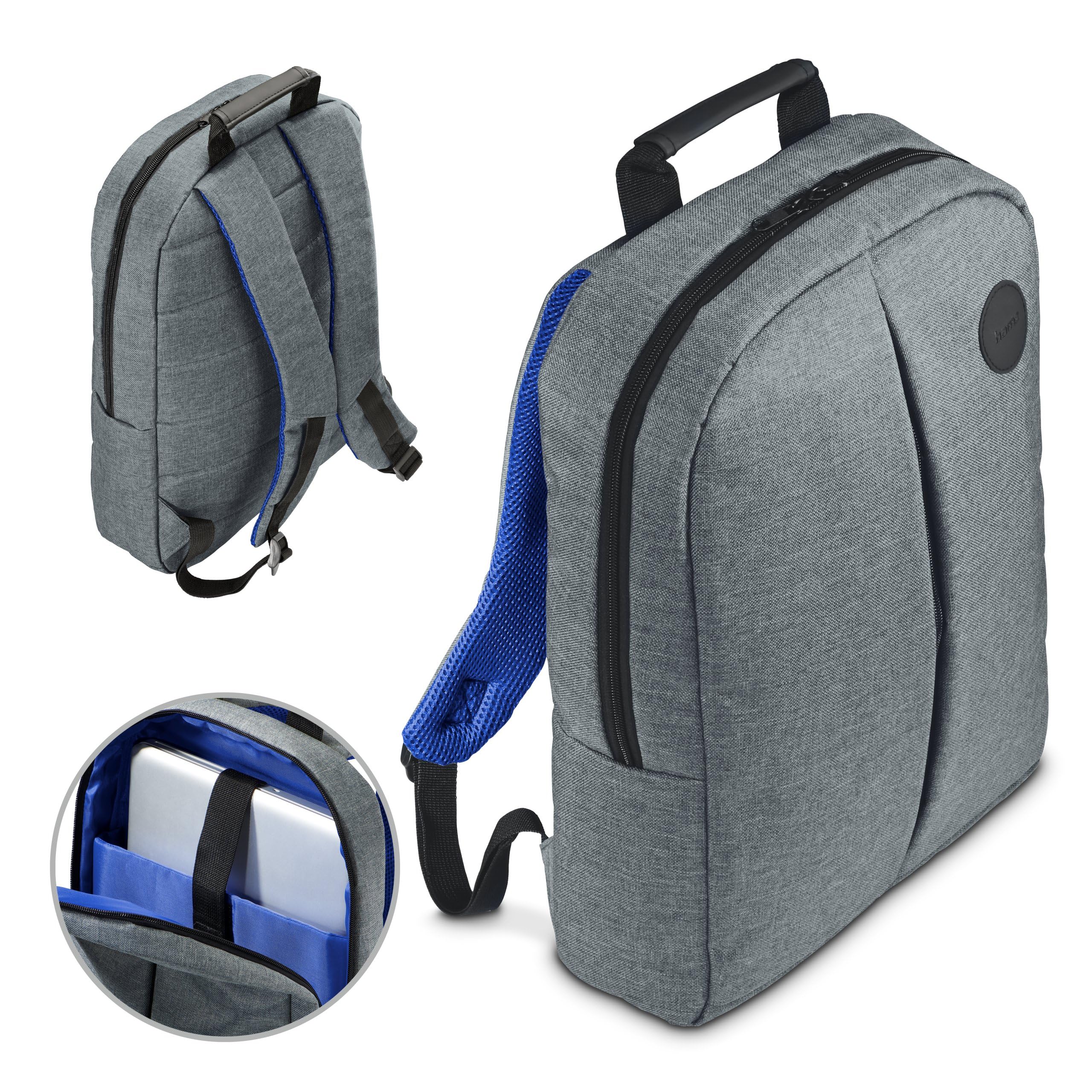 Hama Mochila para Portátil Genua 15,6″ (40 cm) Gris – Resistente al agua, Compartimento Acolchado, Bolsillos Organizadores, Diseño Ligero y Moderno para Oficina y Universidad