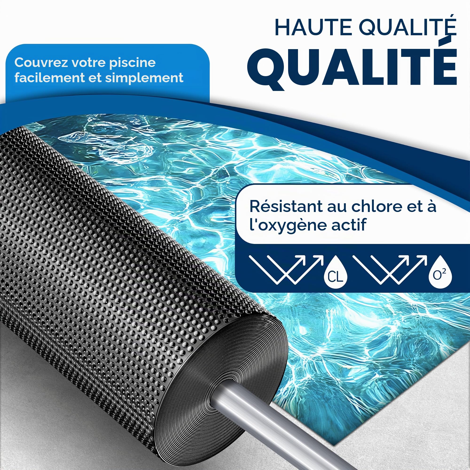 KESSER® Film solaire de piscine 400 µm, Bâche solaire rectangulaire 549 x 274 cm, Bâche de protection solaire flexible à découper, Bâche de piscine pour chauffage de l'eau, Couverture solaire avec