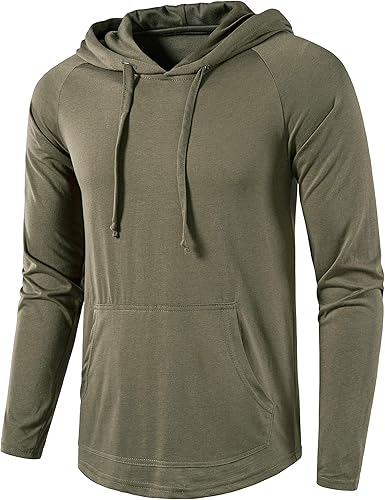 SIR7 Sudadera con capucha para hombre, de manga larga, ligera, casual, para entrenamiento de gimnasio