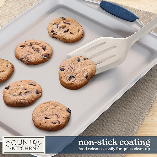 Miniatura 96 de Country Kitchen Juego de utensilios para hornear apilables antiadherentes, resistentes, duraderos, de fácil liberación, color rojo, 10