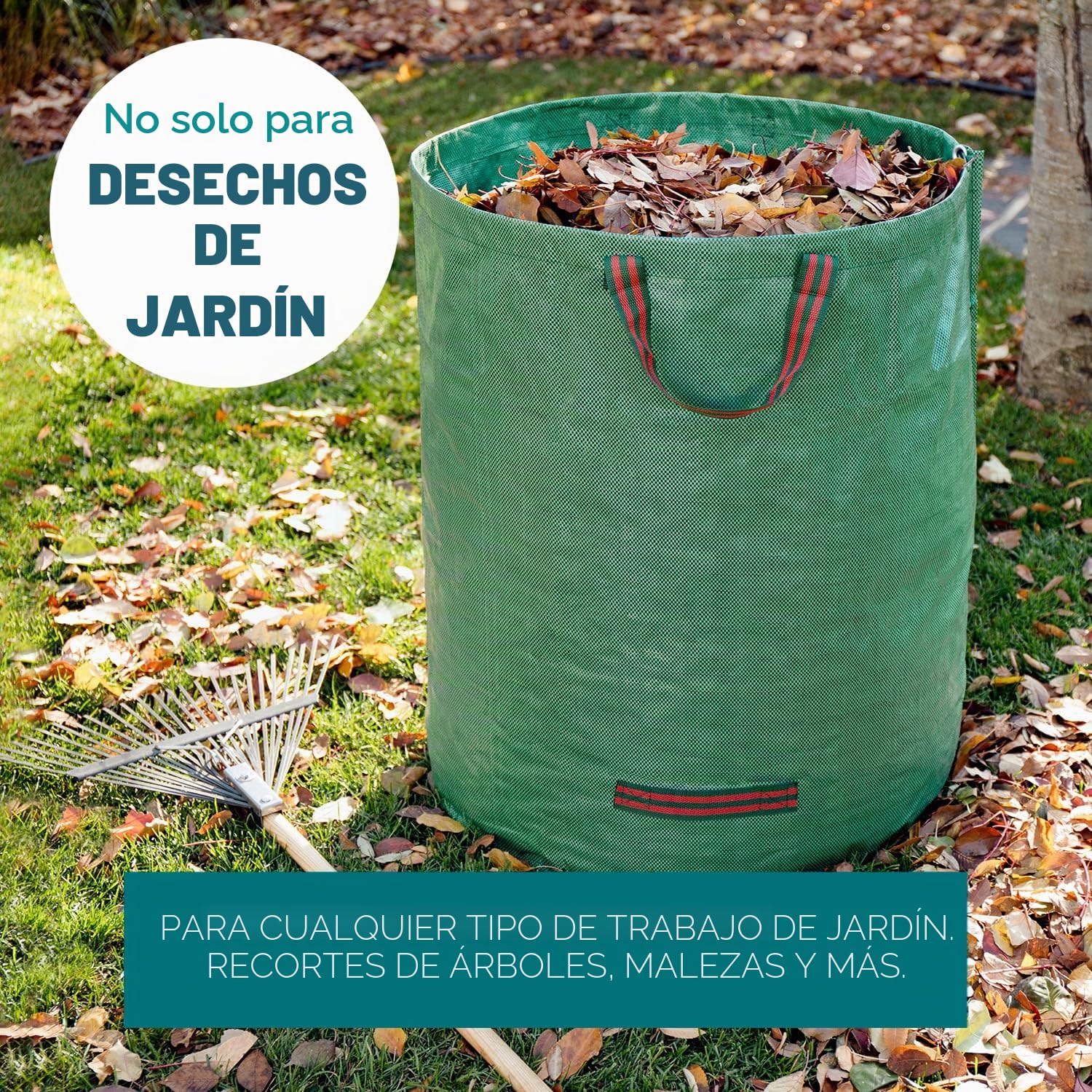 MP Bolsas de Jardín Reutilizables, 272 L, Pack de 3 | Impermeables y Ligeras, Asas Reforzadas