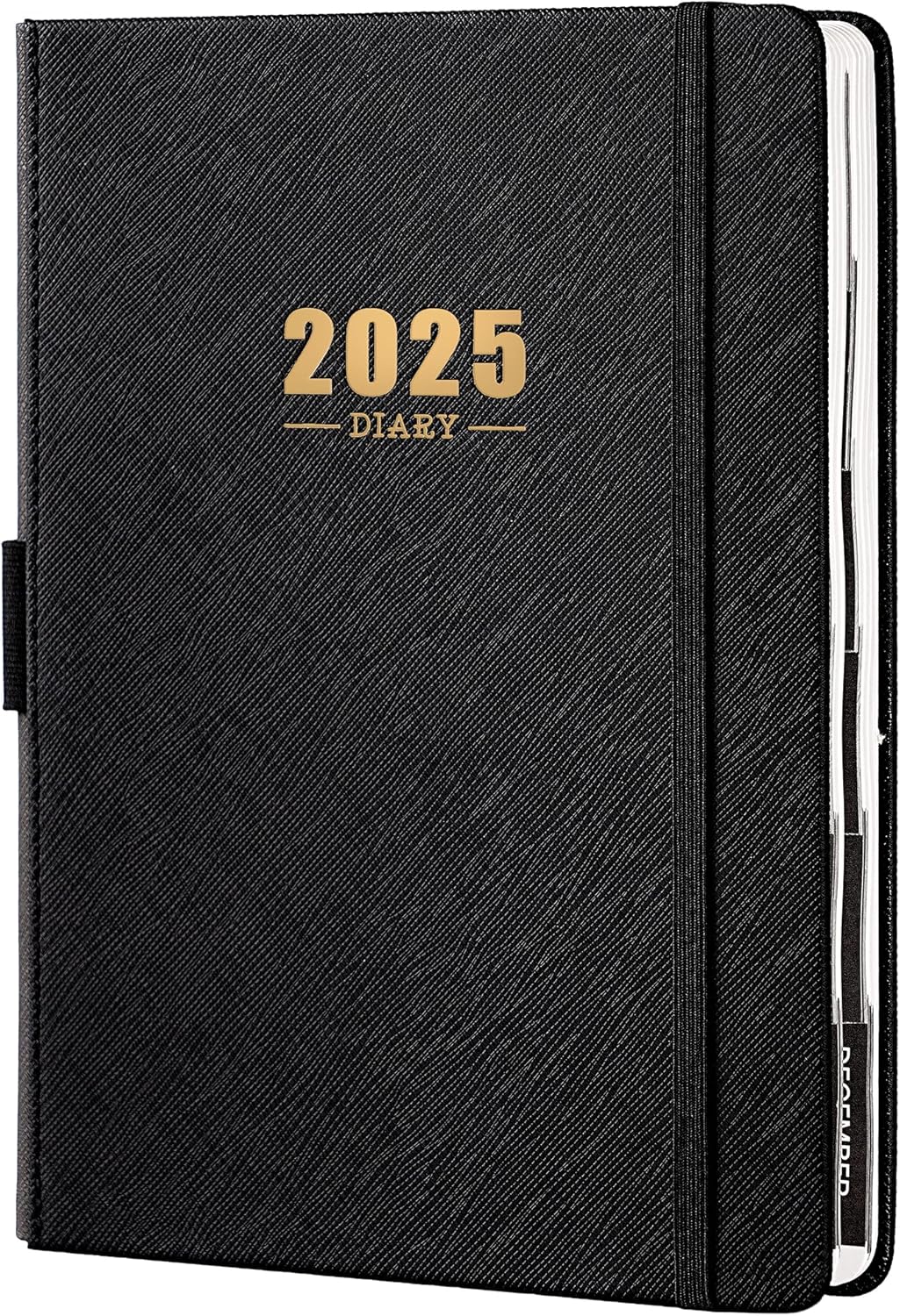 2025 Daily Planner - Daily Planner One Page Per Day, JAN - DEC 2025 Planner, Daily Hourly Planner, Faux Soft Leather Cover - 60-Minute Interval(5.8" x 8.4", Black, Thick Paper)