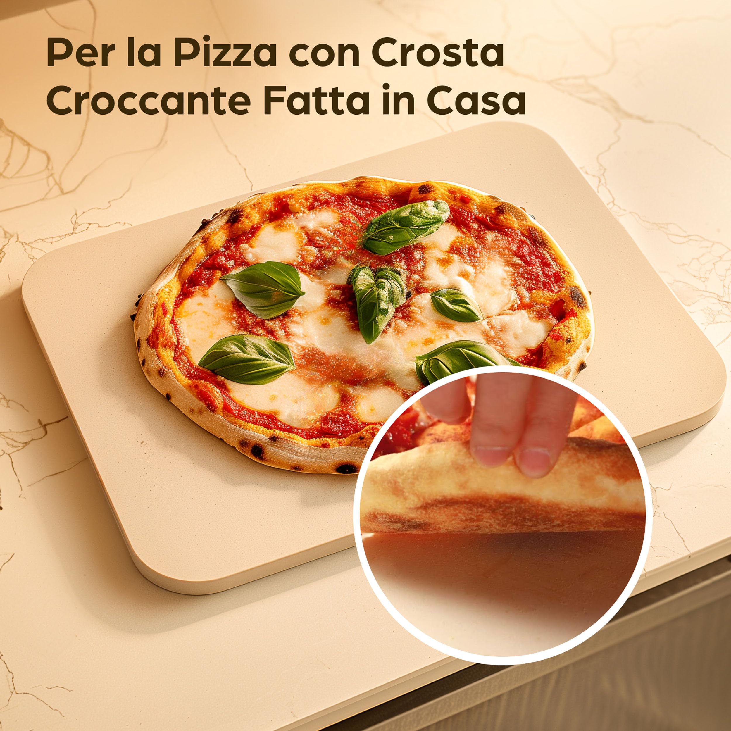 Praknu Pietra Refrattaria per Pizza da Forno Elettrico, Grill e Barbecue - Rettangolare 30x38 cm - Per un Impasto Croccante