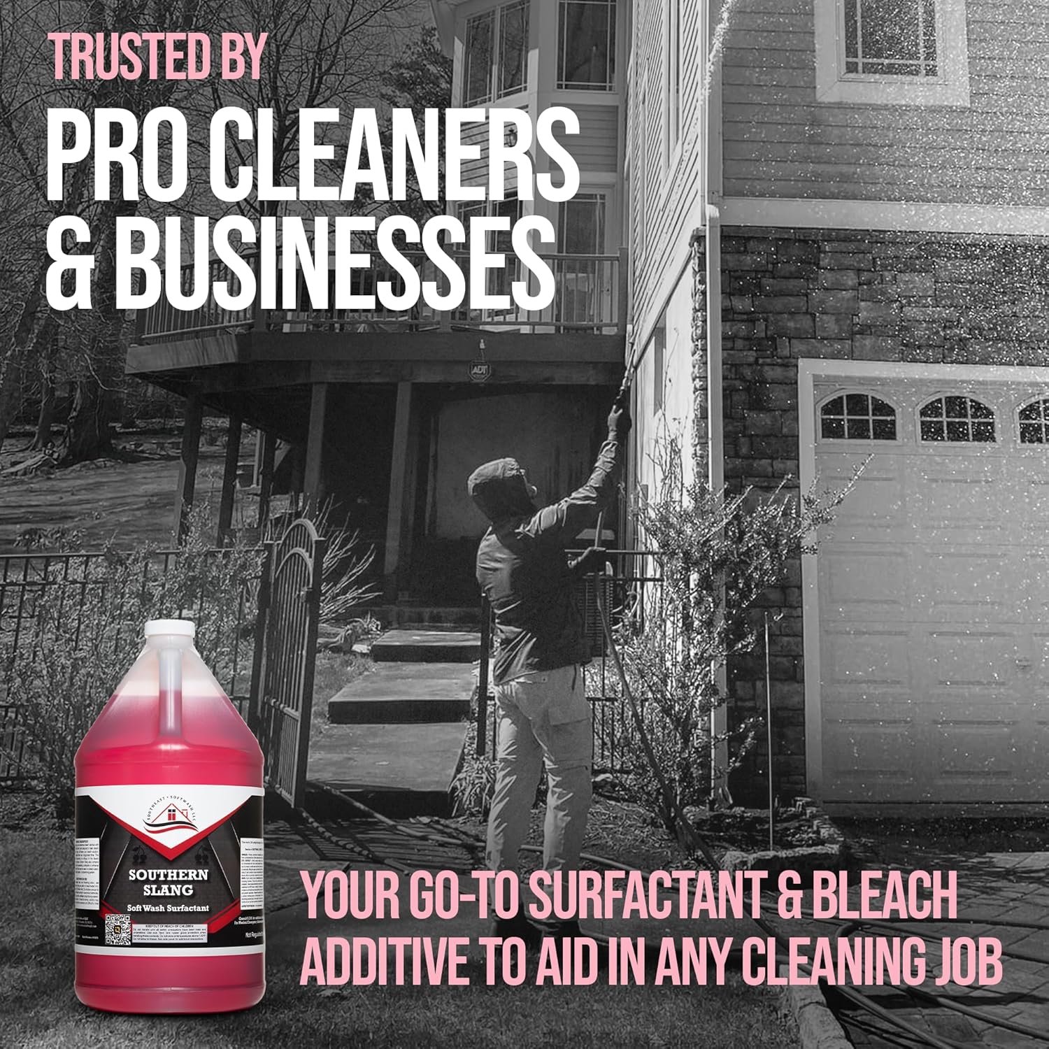Southeast Softwash Southern Slang - Professional Exterior House Cleaner, Siding Cleaner & Roof Wash Surfactant for Pressure Washing & Soft Wash Applications | Classic Cherry Scent, 1 Gallon (4 Pack)