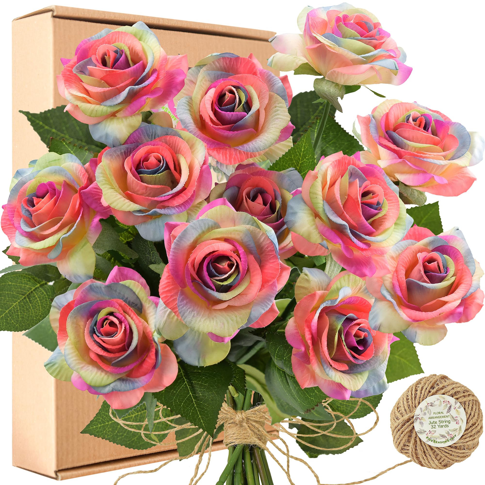 Rainbow Artificial Roses by FiveSeasonStuff