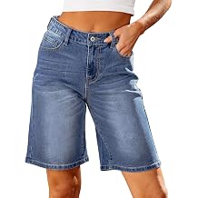 Roskiky Bermuda Jean Shorts for Women High Waisted Stretchy Denim Shorts