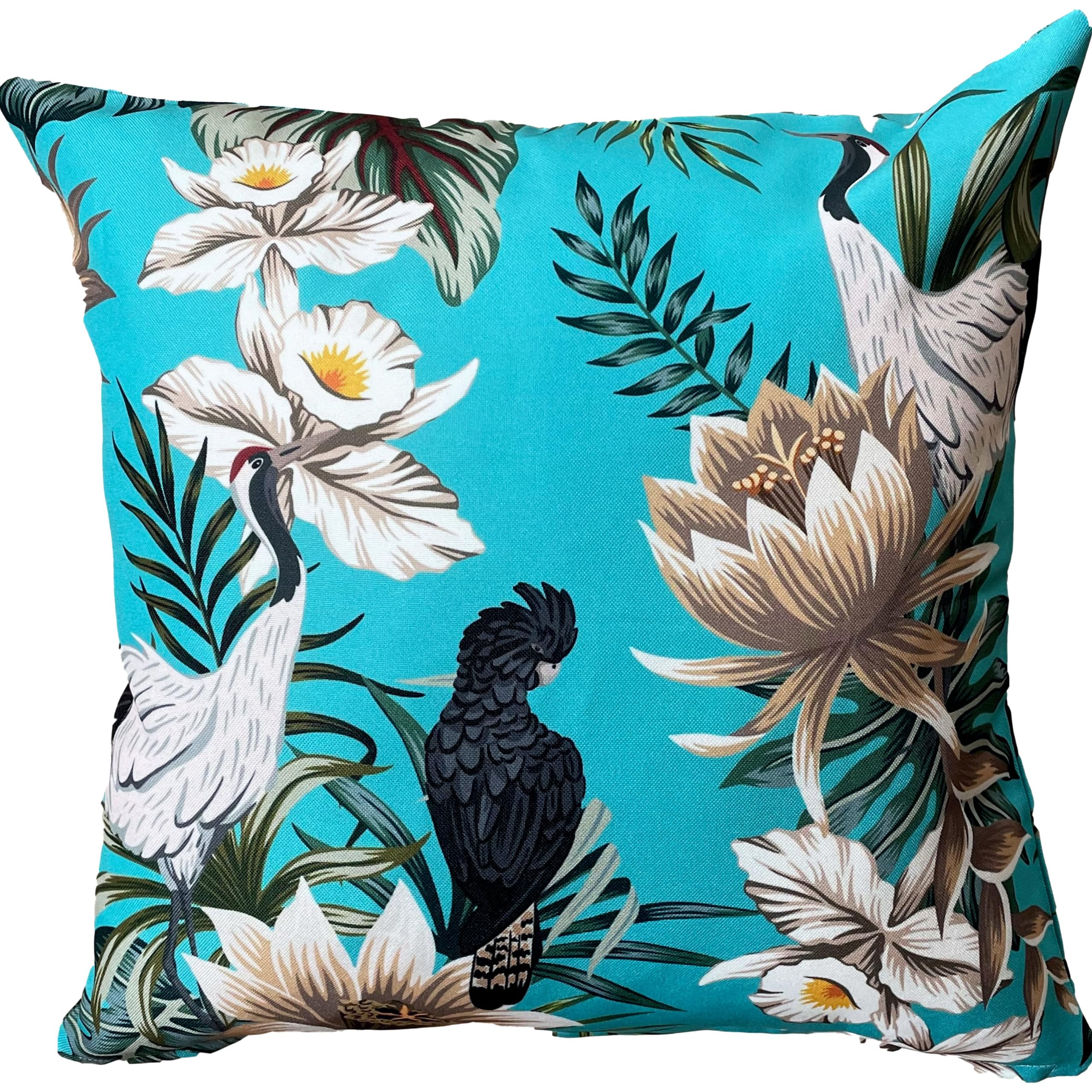 Ragged Rose Cranes Showerproof Garden Cushion Covers - 44 Cm X 44 Cm Printed Sofa & Outdoor Seat Cushion Covers For Garden & Patio - Non-Fading & Reversible