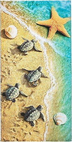 Toalla de playa Baby Turtles de 30 x 60 pulgadas, 100% algodón suave y absorbente (30 x 60 pulgadas, tortugas bebés)
