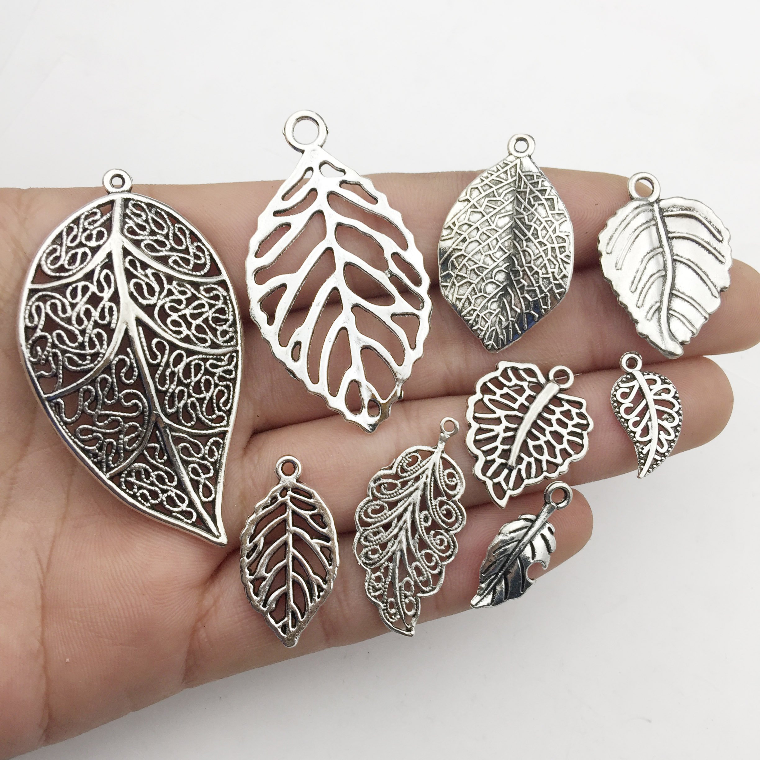 Suministros para manualidades de 3.53 oz (3.53 oz), colgantes de hojas de árbol mixtas, abalorios para manualidades, accesorios para hacer joyas, accesorios para hacer collares, pulseras 5