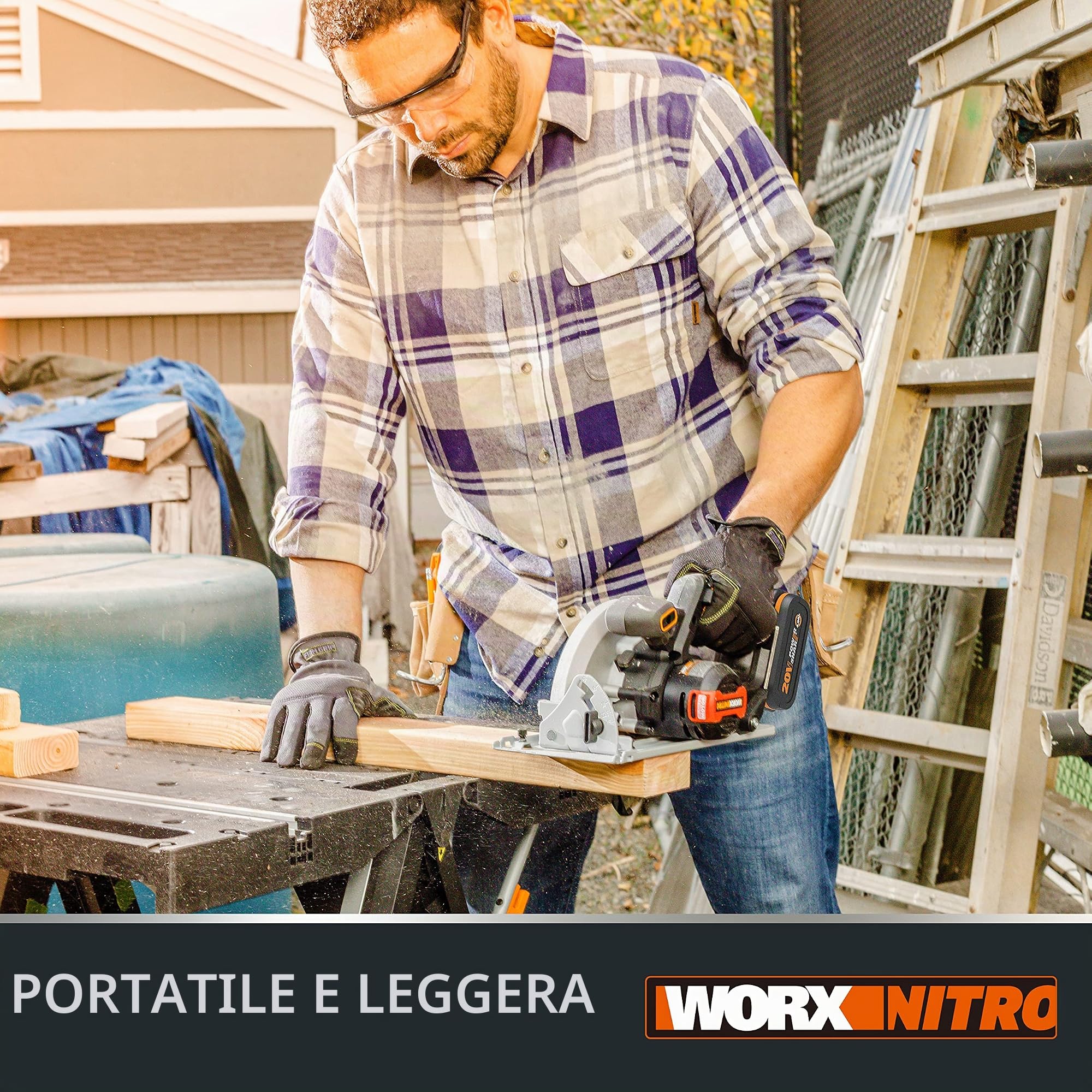 WORX WX520.9 Sega circolare Brushless 20 V Worx | PowerShare | Senza batteria, né caricatore | Base in alluminio, impugnatura ergonomica